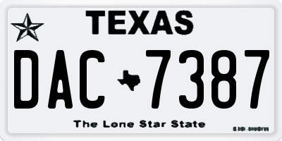 TX license plate DAC7387