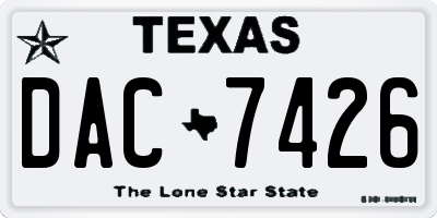 TX license plate DAC7426