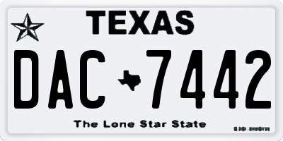 TX license plate DAC7442