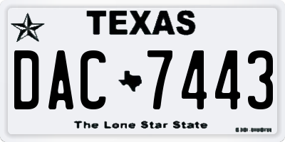 TX license plate DAC7443