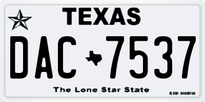 TX license plate DAC7537