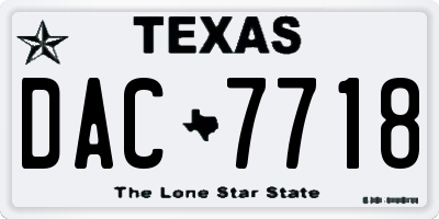 TX license plate DAC7718