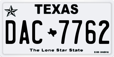 TX license plate DAC7762