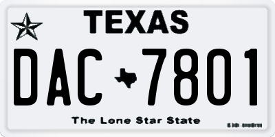 TX license plate DAC7801