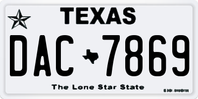 TX license plate DAC7869
