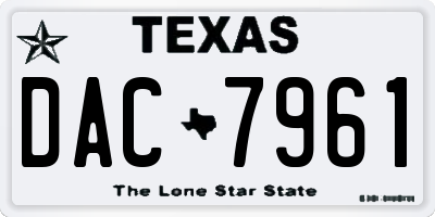 TX license plate DAC7961