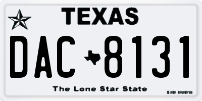 TX license plate DAC8131