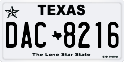 TX license plate DAC8216