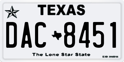 TX license plate DAC8451