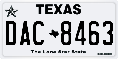 TX license plate DAC8463