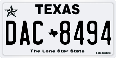 TX license plate DAC8494