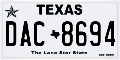 TX license plate DAC8694