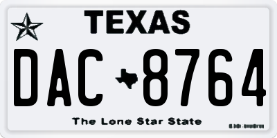TX license plate DAC8764
