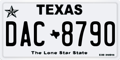 TX license plate DAC8790