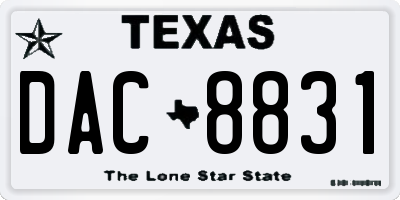 TX license plate DAC8831