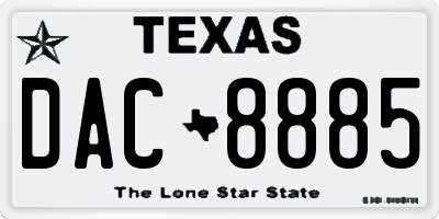 TX license plate DAC8885