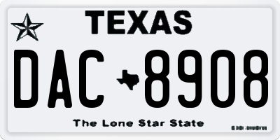 TX license plate DAC8908