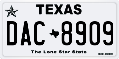 TX license plate DAC8909