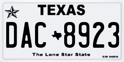 TX license plate DAC8923
