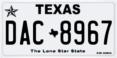 TX license plate DAC8967