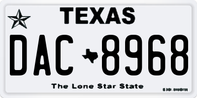 TX license plate DAC8968
