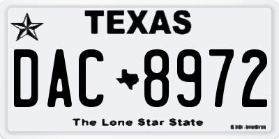 TX license plate DAC8972