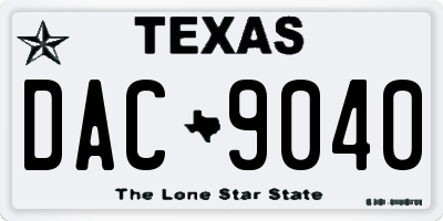 TX license plate DAC9040