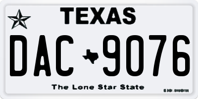 TX license plate DAC9076