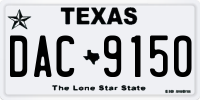 TX license plate DAC9150