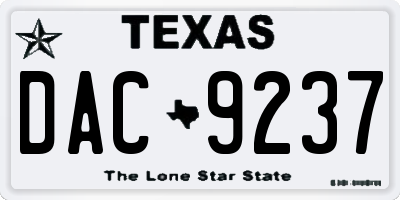 TX license plate DAC9237