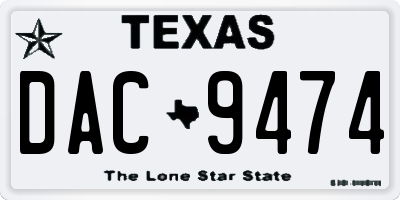 TX license plate DAC9474