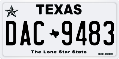 TX license plate DAC9483