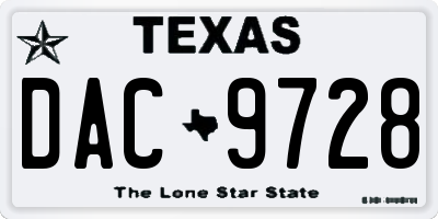 TX license plate DAC9728