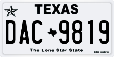 TX license plate DAC9819