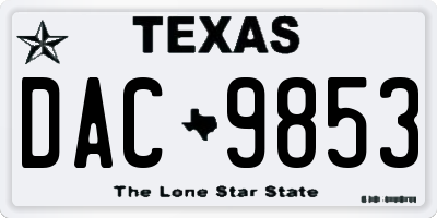 TX license plate DAC9853