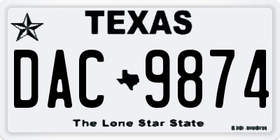 TX license plate DAC9874