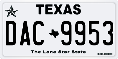 TX license plate DAC9953
