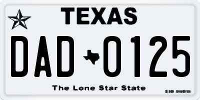 TX license plate DAD0125