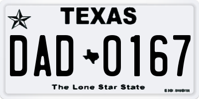 TX license plate DAD0167