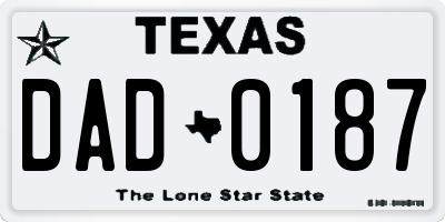 TX license plate DAD0187
