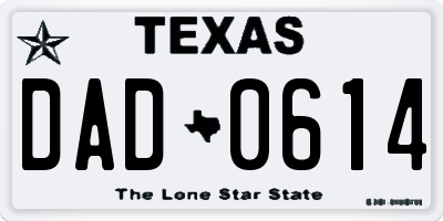 TX license plate DAD0614
