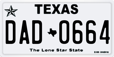 TX license plate DAD0664