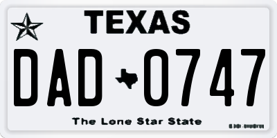TX license plate DAD0747