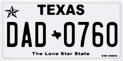 TX license plate DAD0760