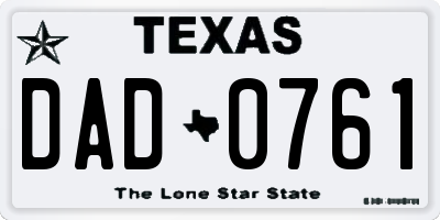 TX license plate DAD0761