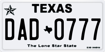 TX license plate DAD0777