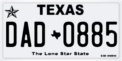TX license plate DAD0885