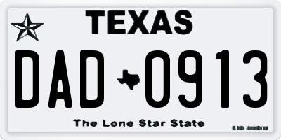 TX license plate DAD0913