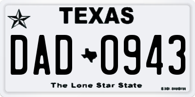 TX license plate DAD0943