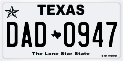 TX license plate DAD0947